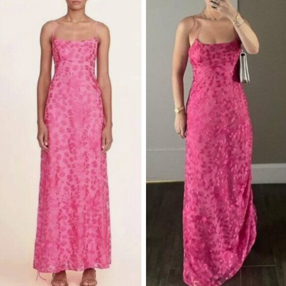 NWT STAUD Destina Maxi Dress Sz6/8 Blossom Garden Party Pink Blush Floral - Picture 1 of 10